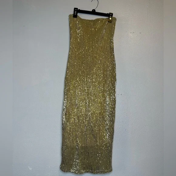 gold sequin dress celebrity Gold Jennifer Lopez (J.Lo) Sparkly Sequin high Low Dress Long Sleeves –  Hoprom main image 0